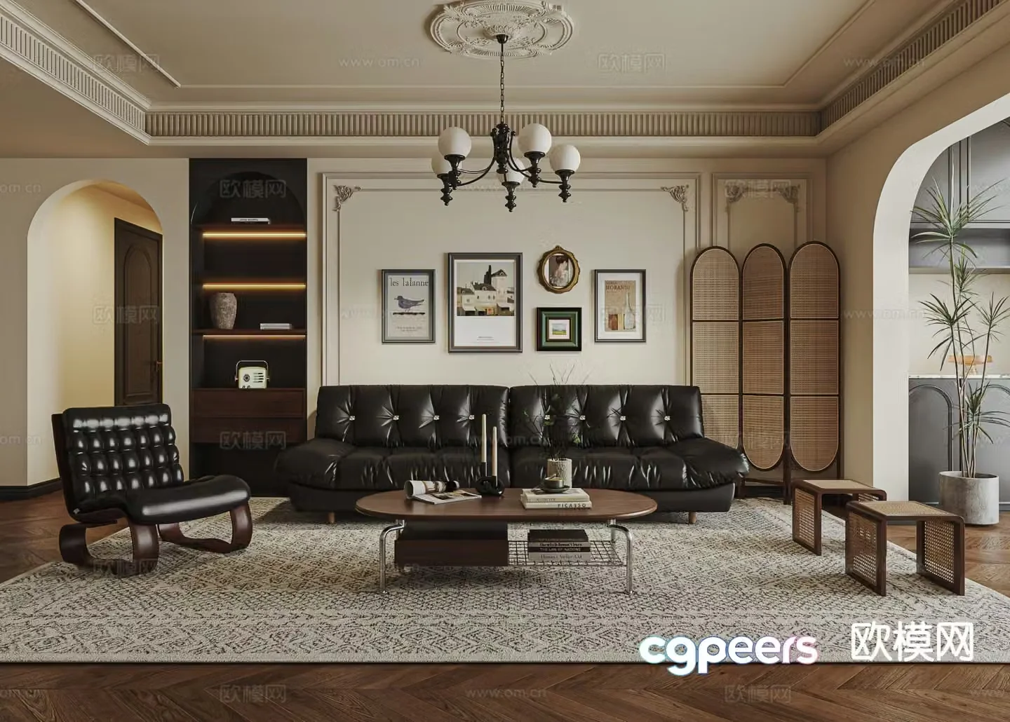 French retro living room 3d model