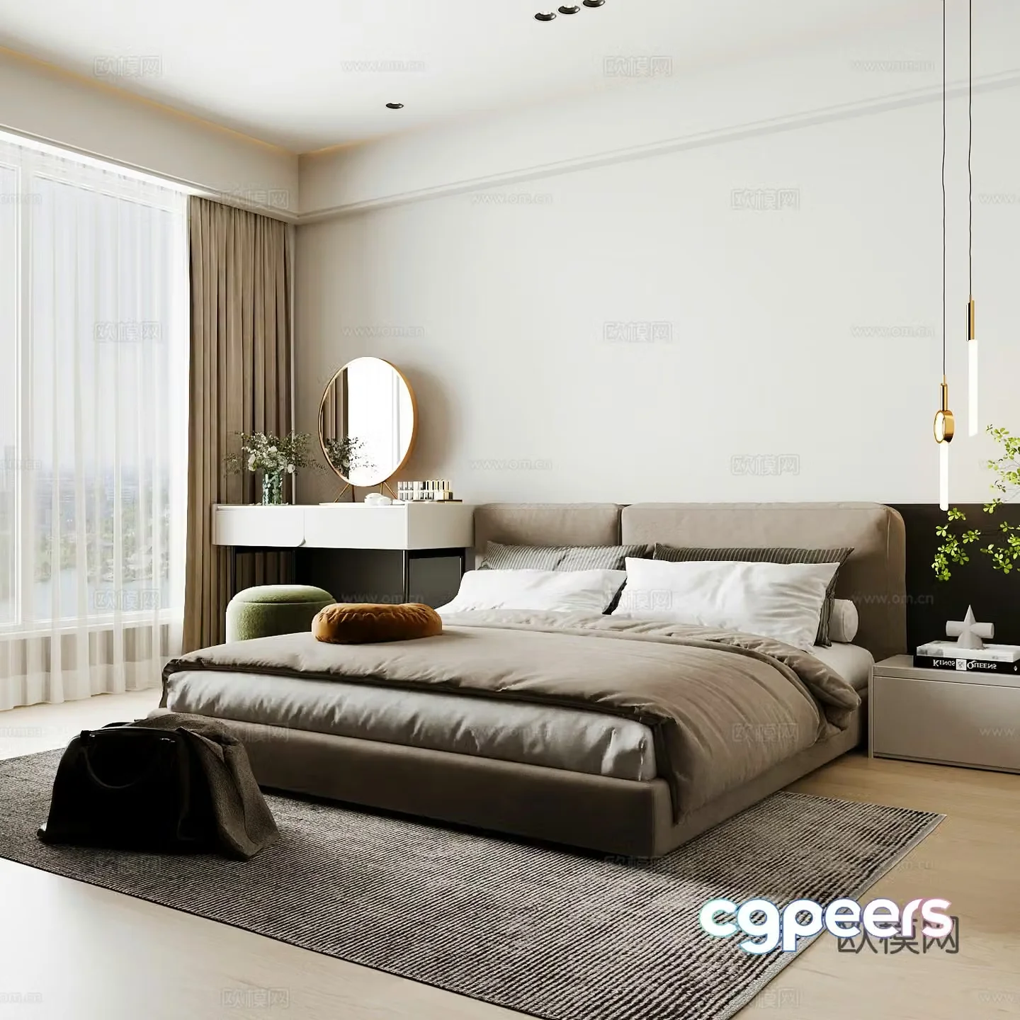 Modern home bedroom Modern bedroom Italian bedroom Simple bedroom Italian bed 3d model