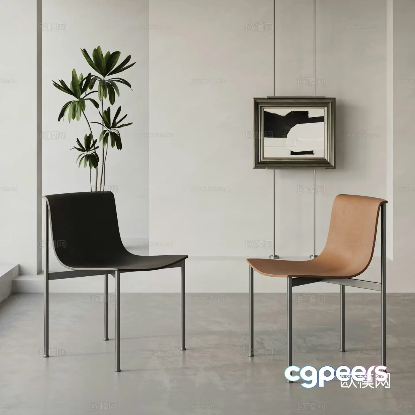 Modern dining chair combination 3D model