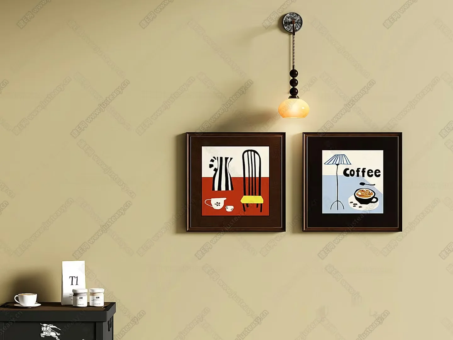 Coffee-Themed Wall Art 3D Model – 17062 – VRAY Render