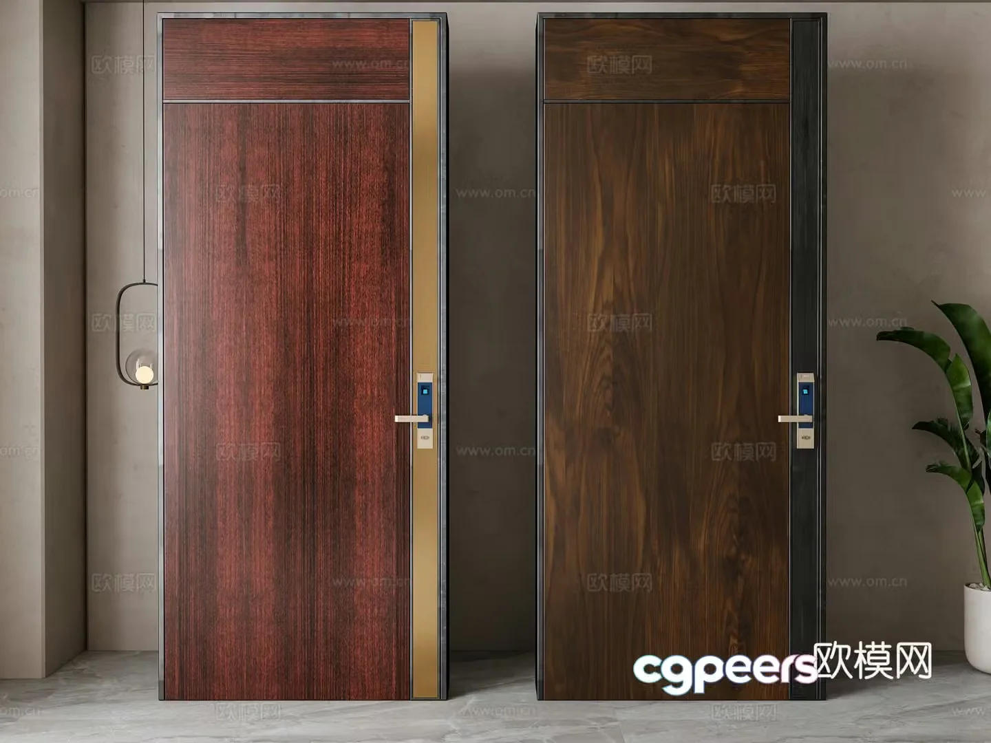 Modern single-open door bedroom door 3d model