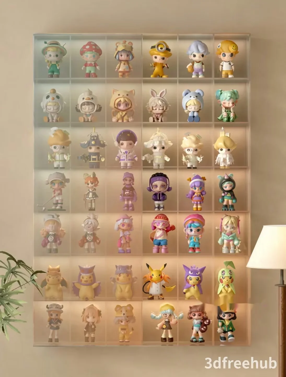 A Collection Of Figurines On A Shelf 3D Model – 21960 – VRAY Render