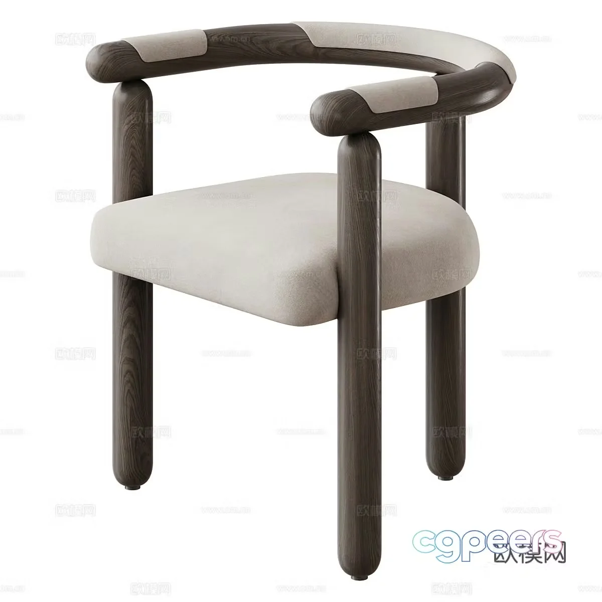 New Chinese style wasabi wooden single chair 3D model