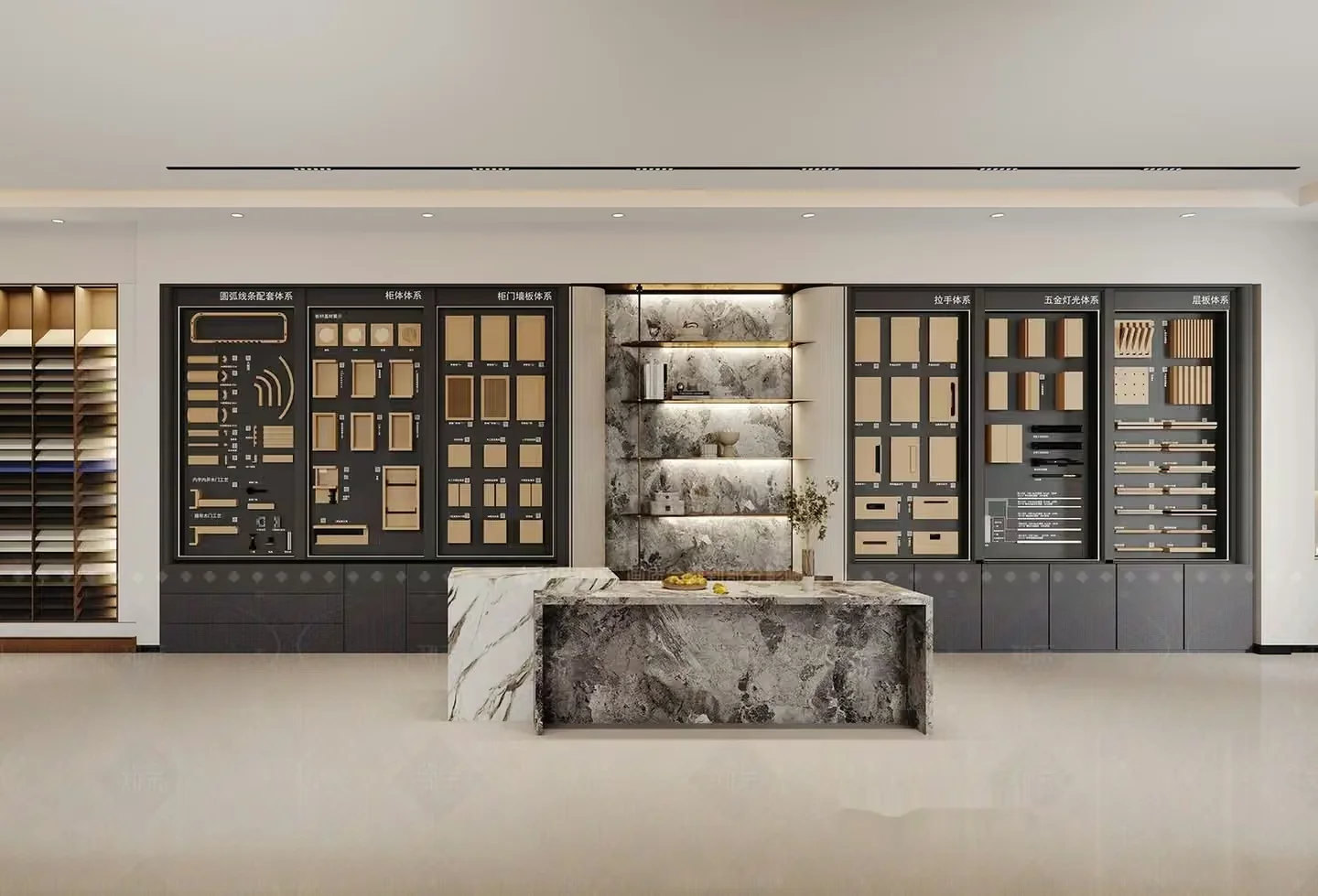 Modern Display Wall 3D Model – 8200 – VRAY Render