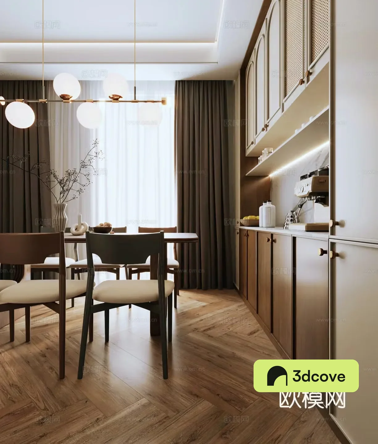 Middle style restaurant kitchen 3d model