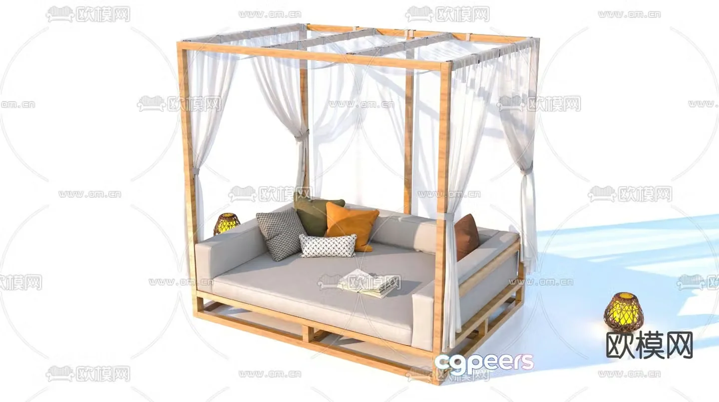 Outdoor sofa bed umbrella shed rest pavilion 3D model