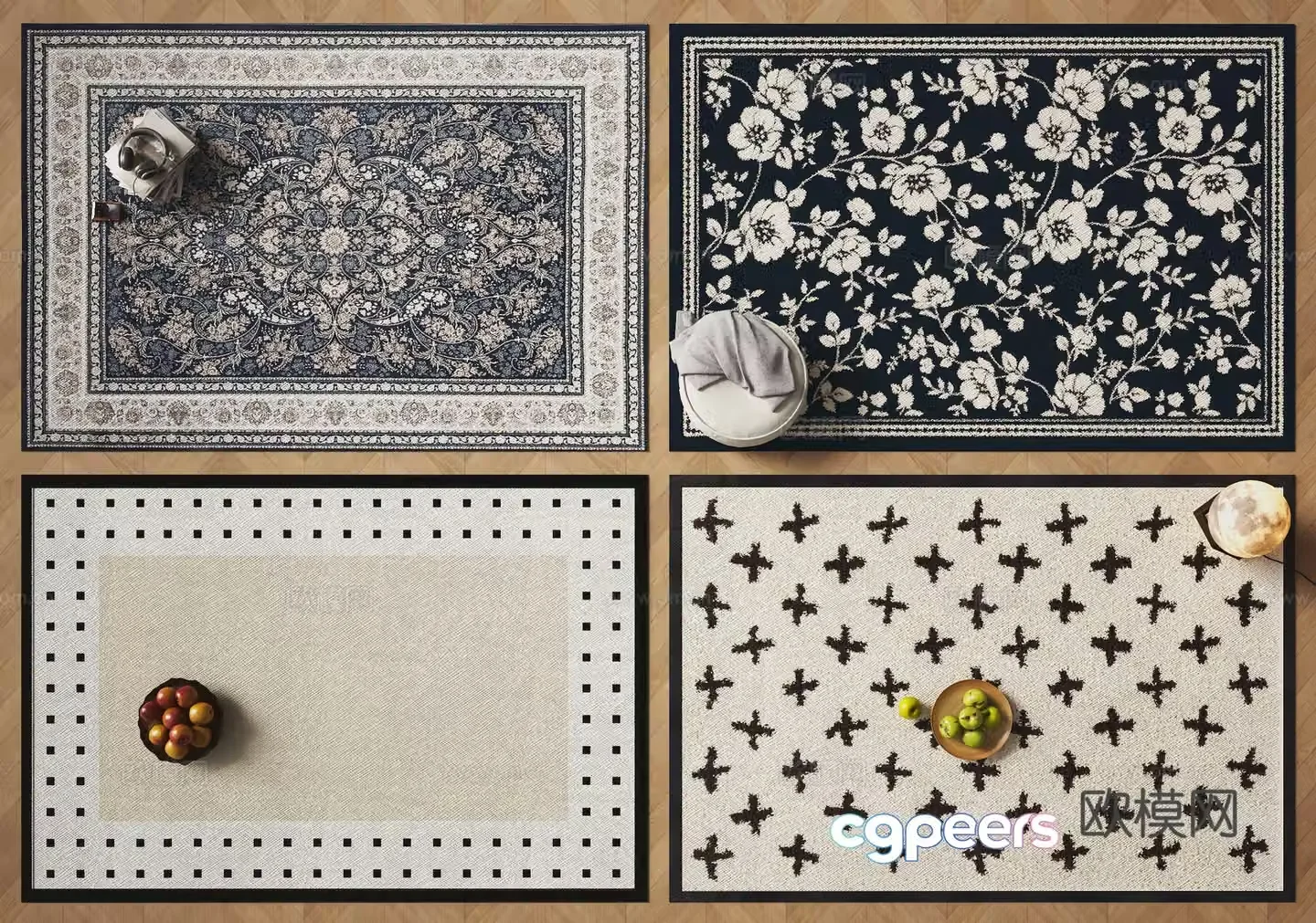 French square rug 3d model