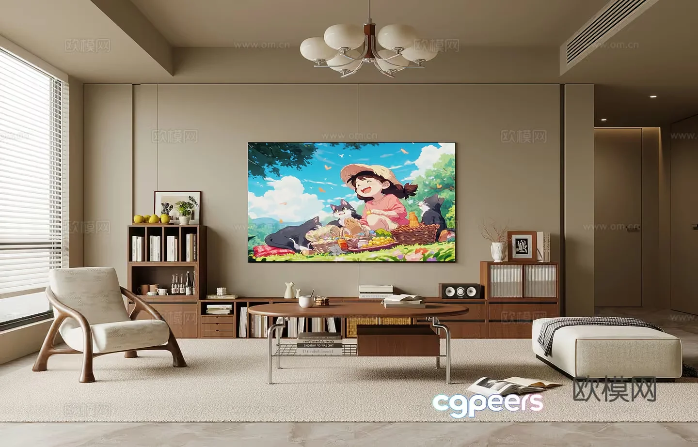 Modern Living Room 3D Model – 18124 – VRAY Render