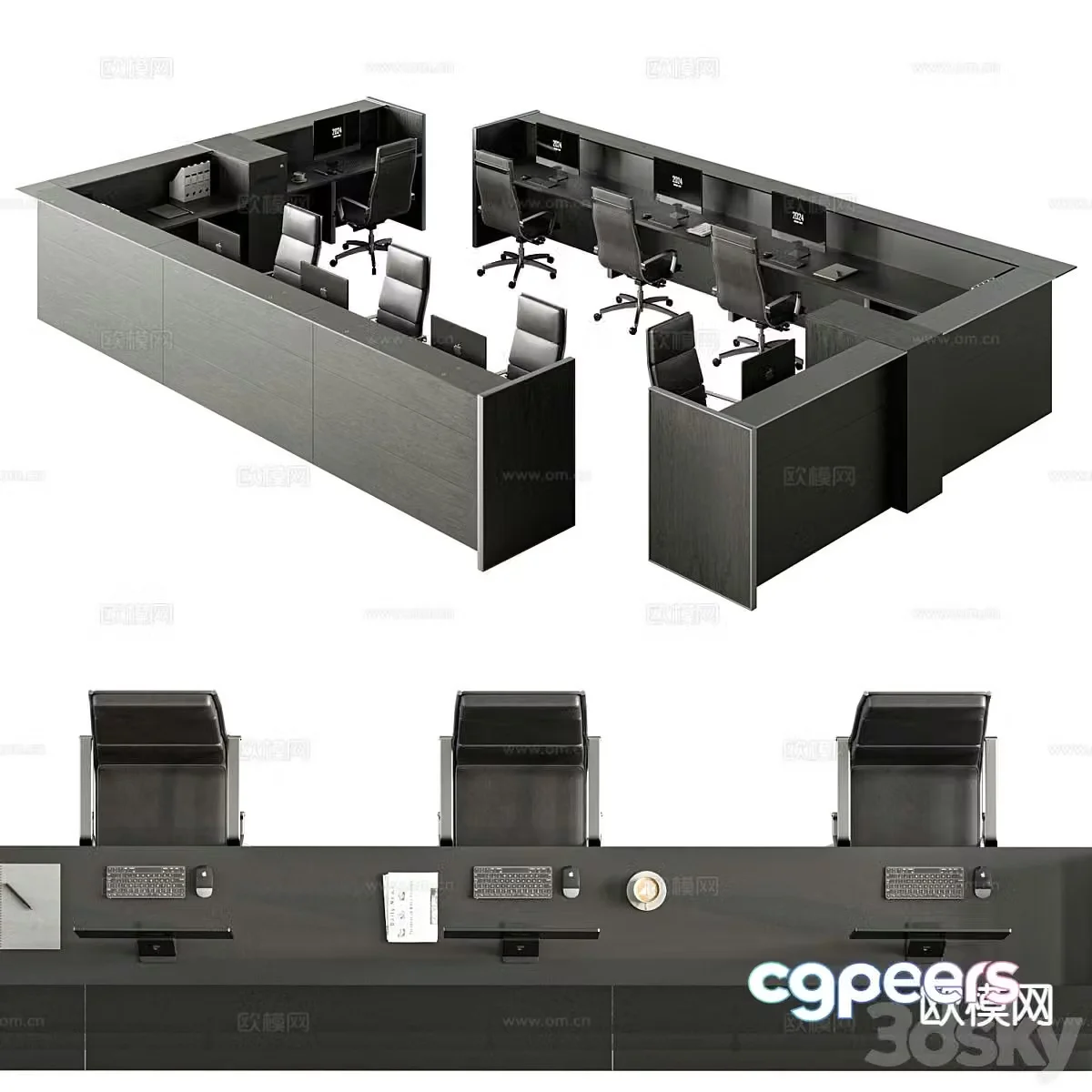 Modern office desk and chair 3d model