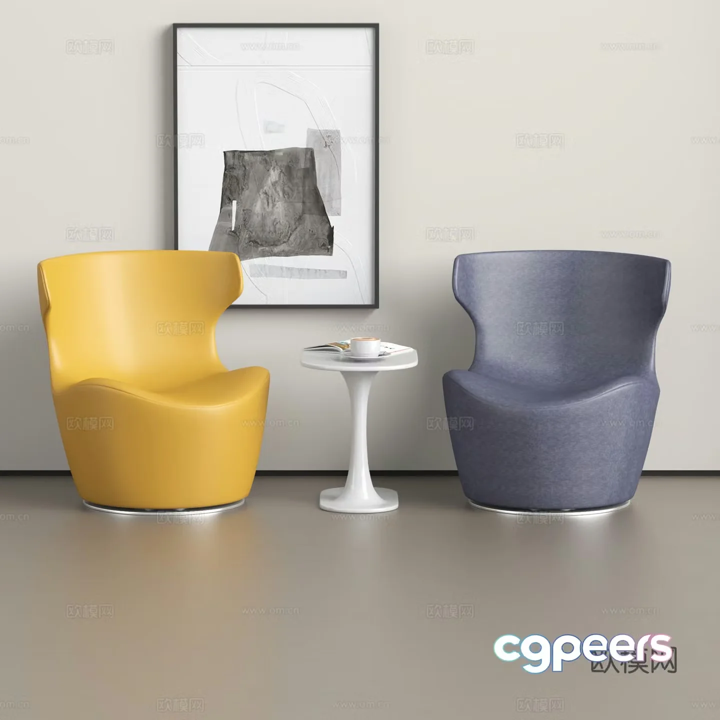 Modern sofa chair casual table and chair coffee table and chair 3d model