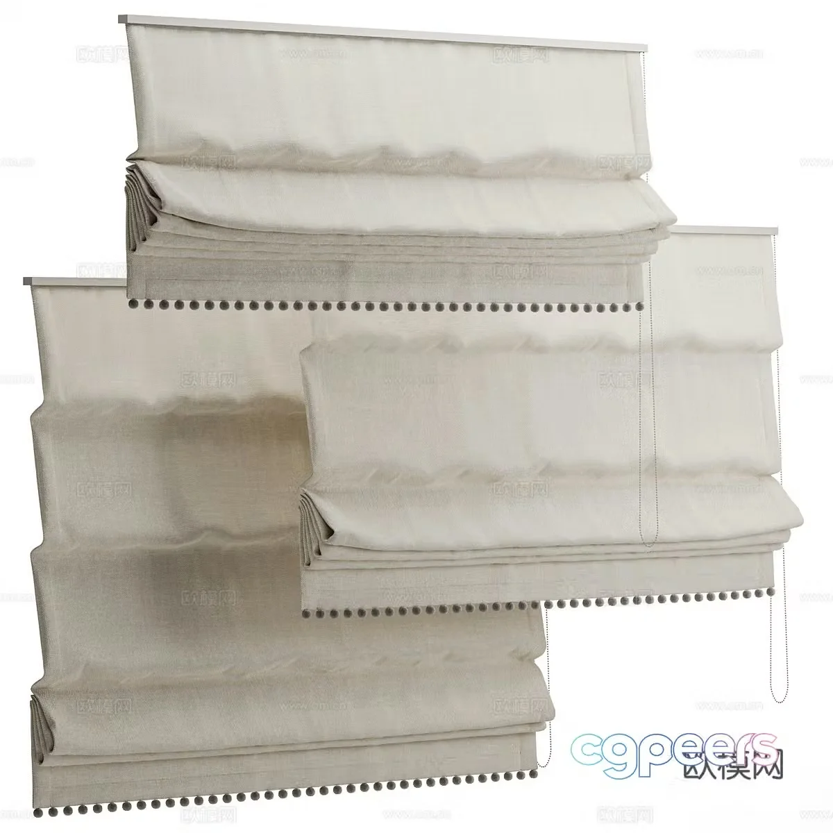 Roman blinds curtains blackout curtains curtains 3d model
