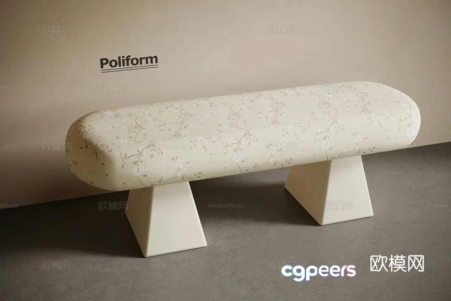 French cream style shoe replacement stool 3D model