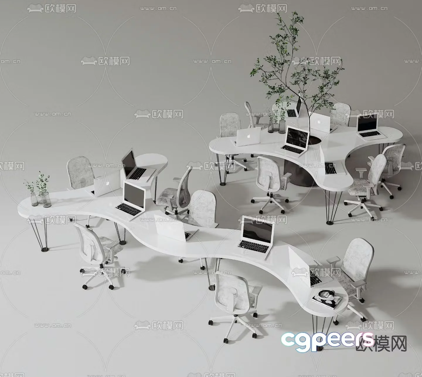 Special-shaped desk staff desk work station 3D model