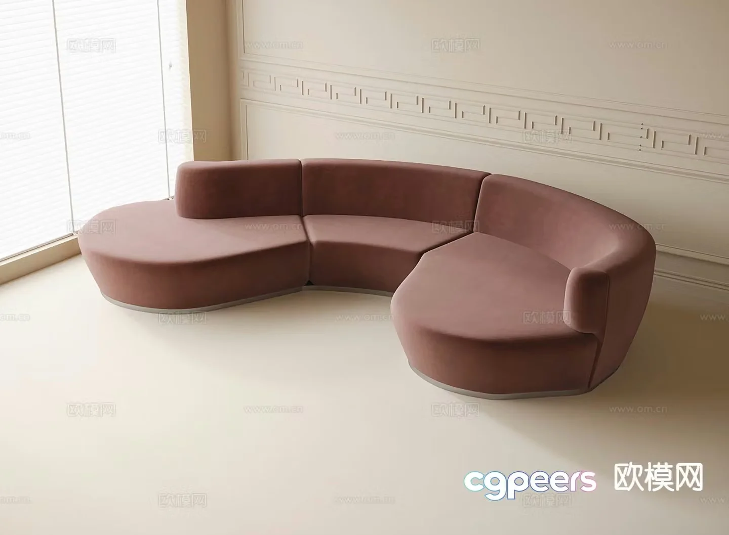 Modern multi-seater sofa curved sofa 3d model