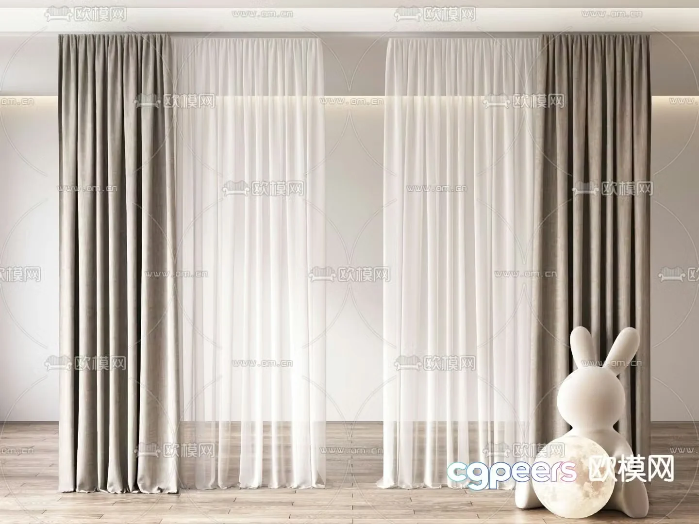 Modern curtains cloth curtains yarn curtains 3d model