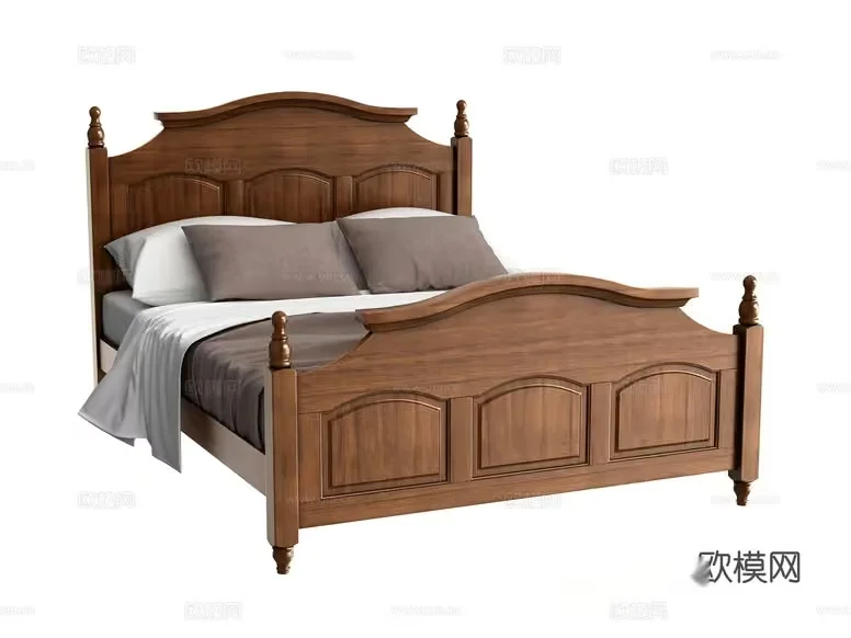 A Wooden Bed Frame 3D Model – 14934 – VRAY Render