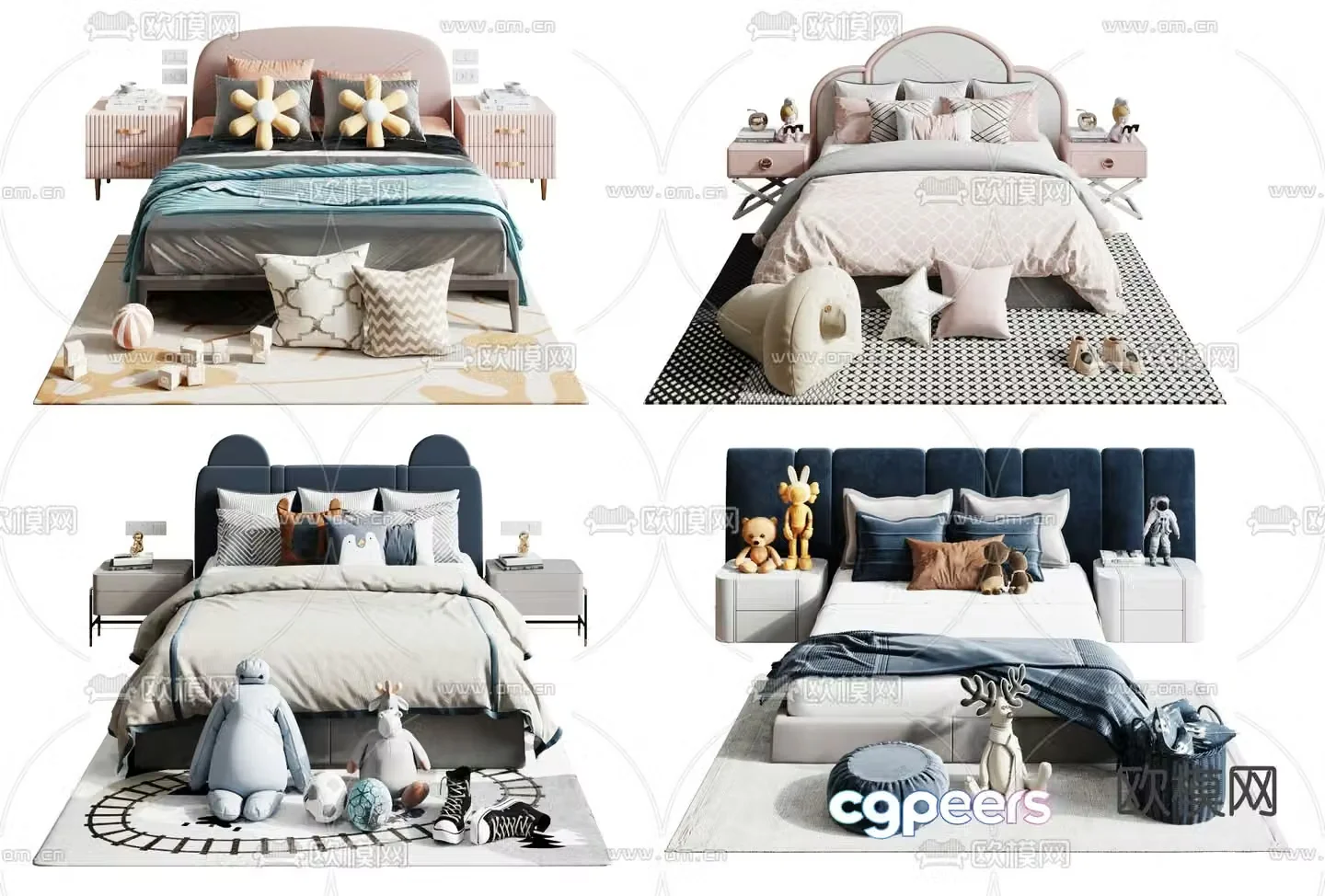 Modern fabric children’s bed 3d model