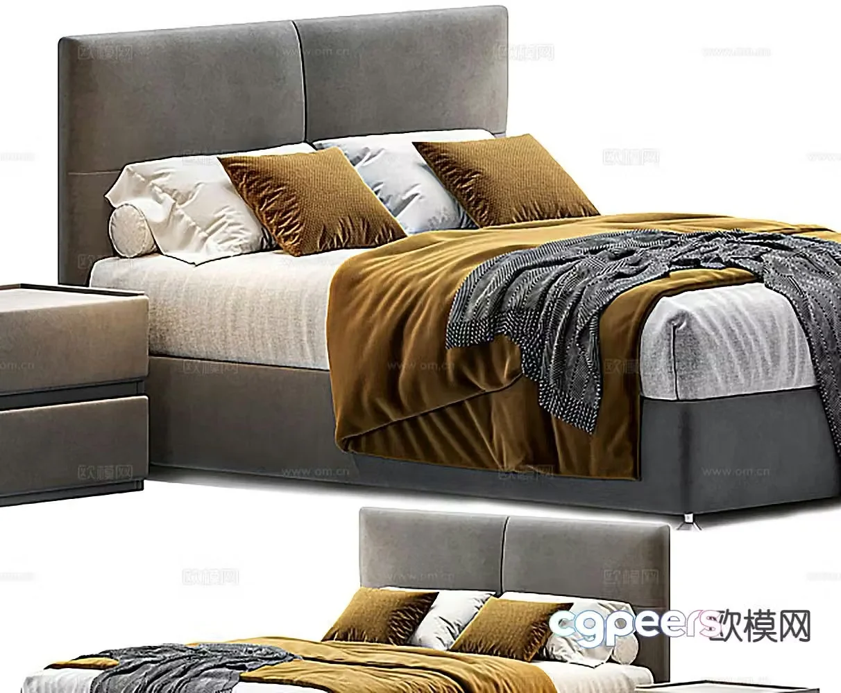 Modern double bed 3d model