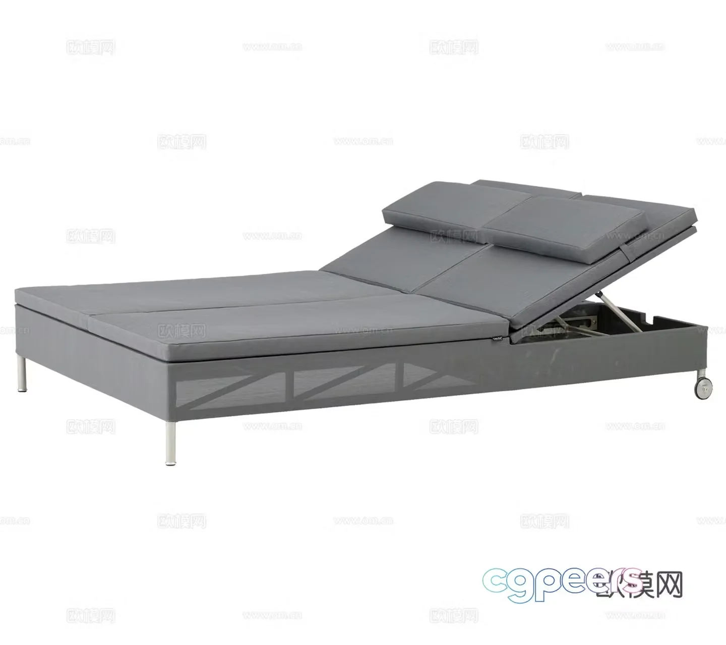 Modern Wasabi Double Lounge Swimming Pool Chair Beach Chair Terrace Garden Lounge Combination 3D Model