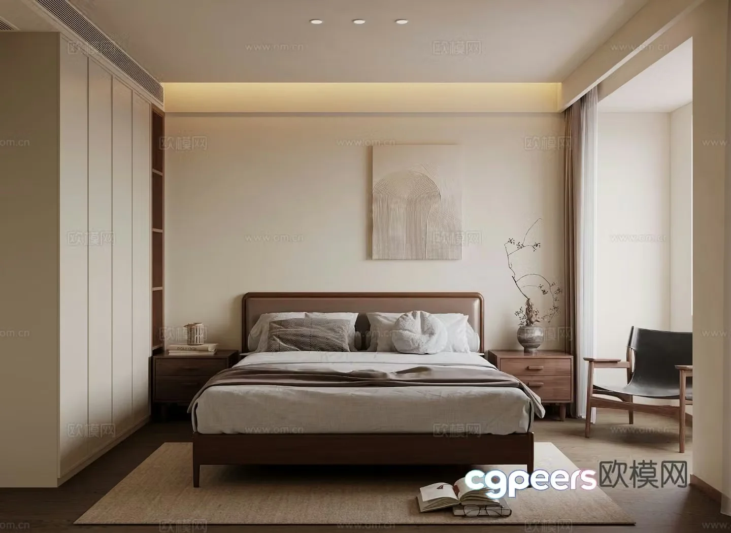 Medieval style bedroom without main light 3D model of master bedroom