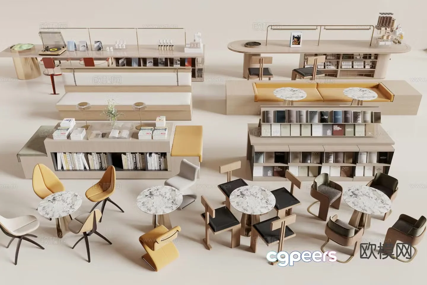 Leisure tables and chairs Negotiation tables and chairs Card seat sofa 3D model