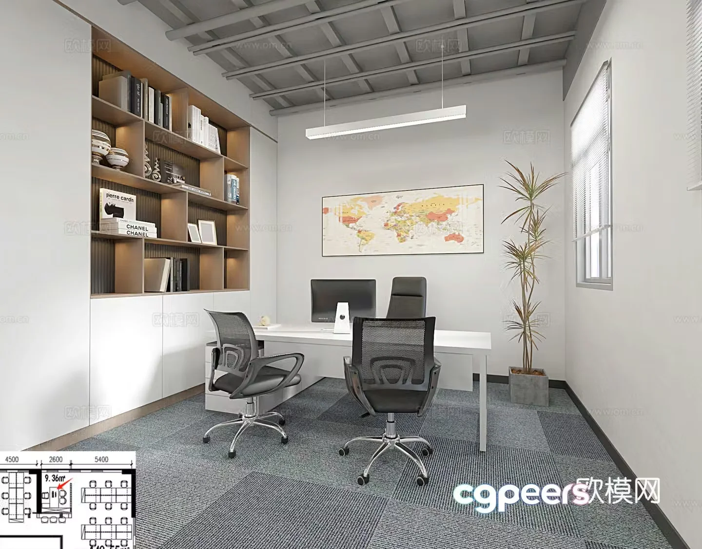 Modern supervisory room general manager room 3d model