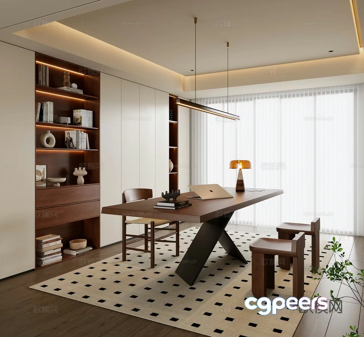 Middle-aged study room 3D model