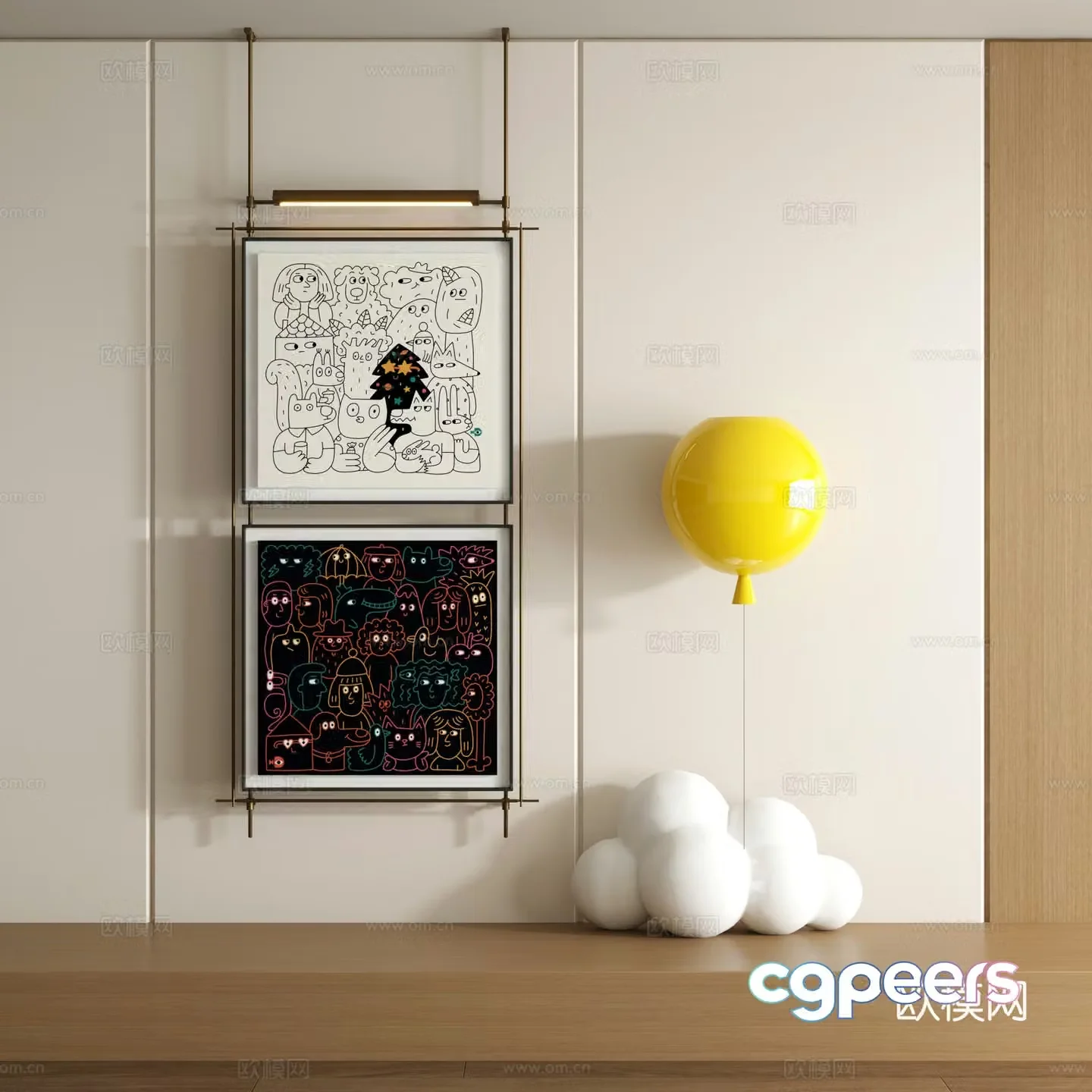 Modern graffiti decorative painting 3d model
