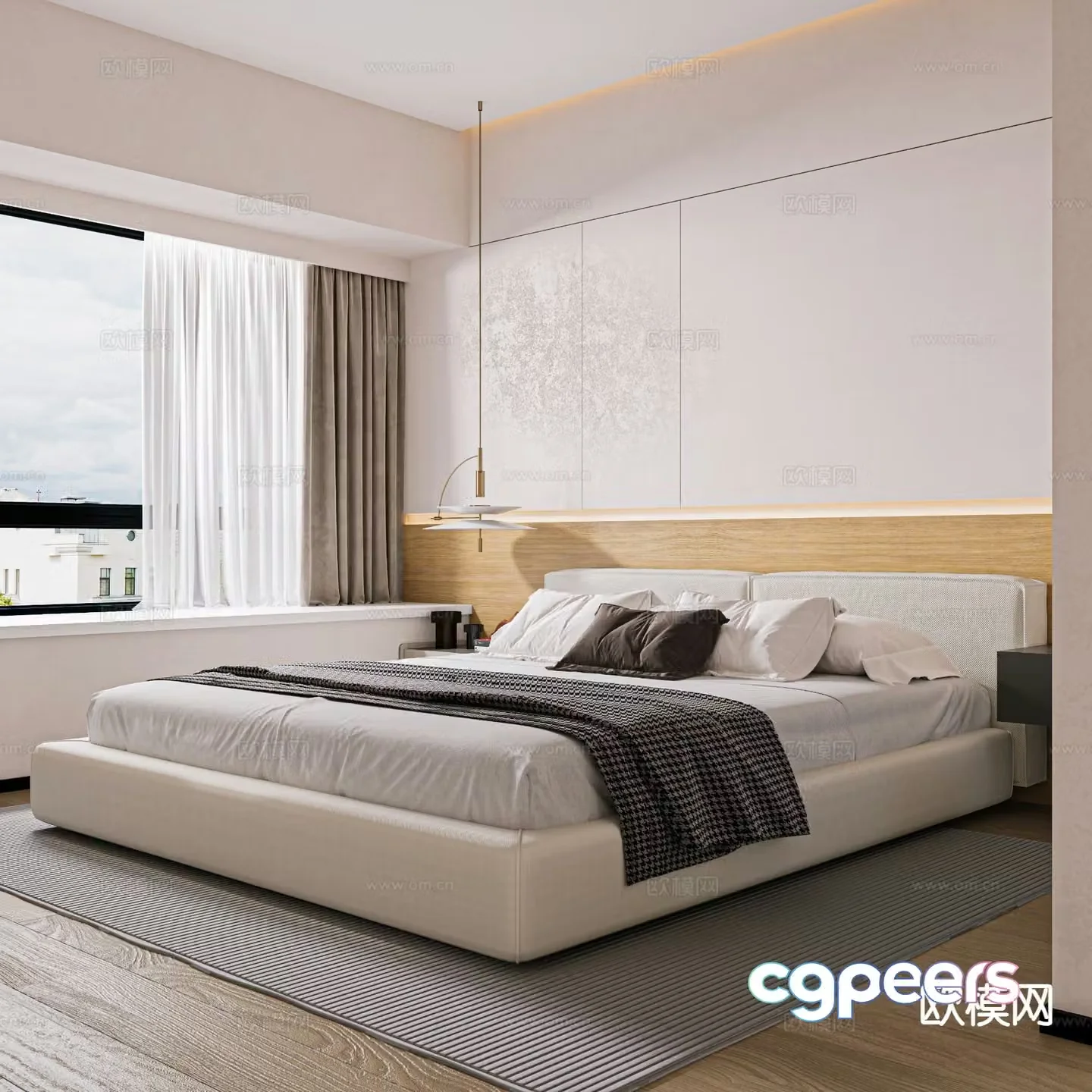 Modern double bed 3d model
