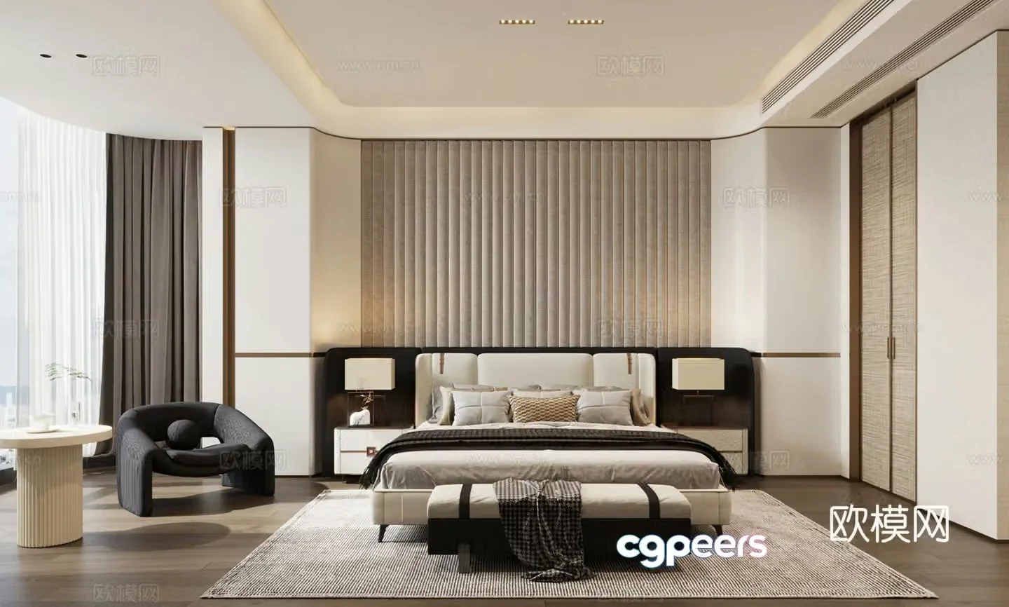 Modern home bedroom master bedroom 3d model