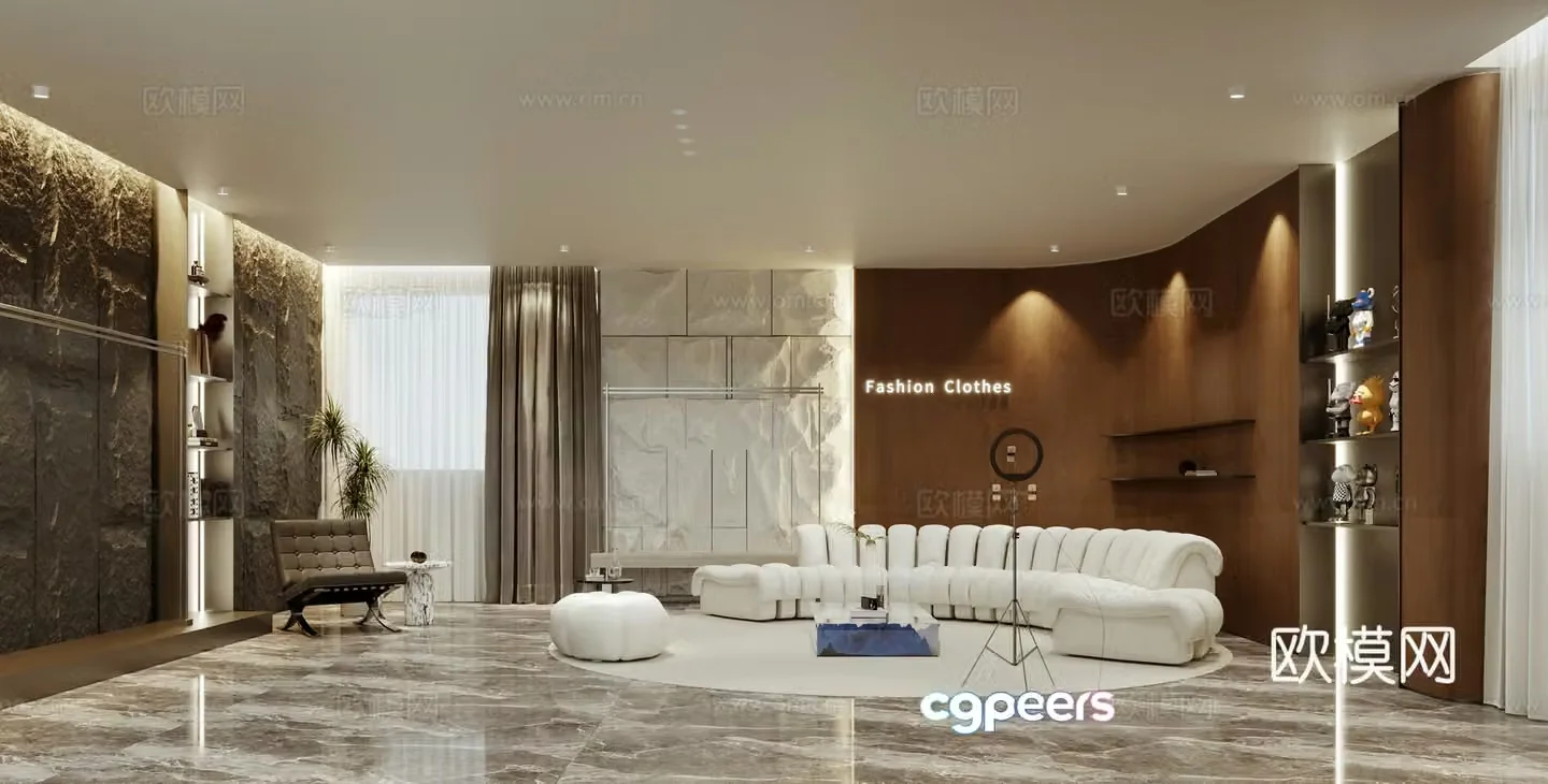 Italian minimalist live broadcast room arc sofa special-shaped sofa live broadcast room mushroom stone 3D model