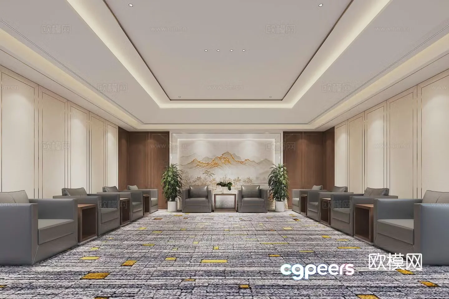 Modern reception room 3d model