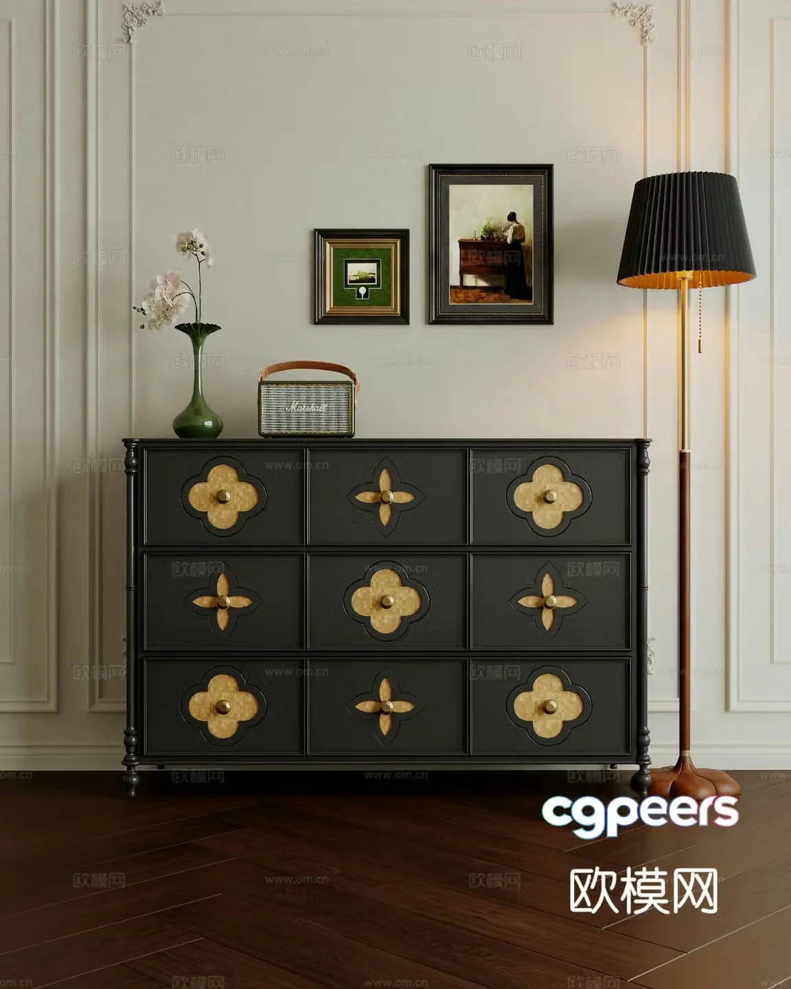 Medieval style chest of drawers 3D model