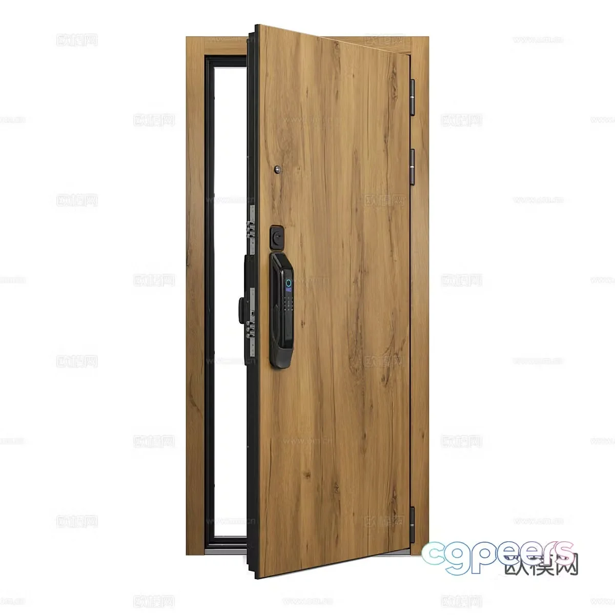Nordic code lock fingerprint lock single door wooden door 3d model