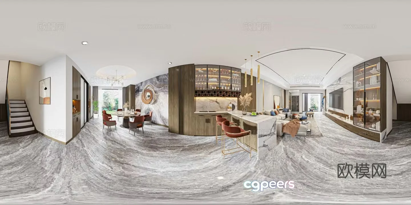 Light luxury restaurant VR panoramic 3D model