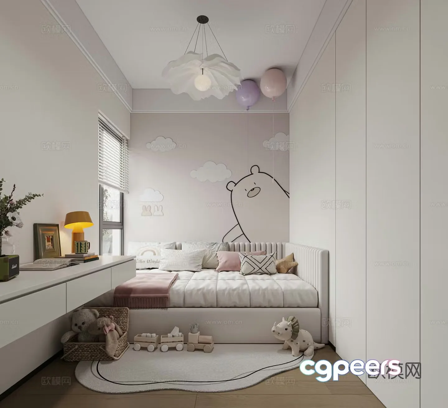 Modern children’s room girl’s room 3d model