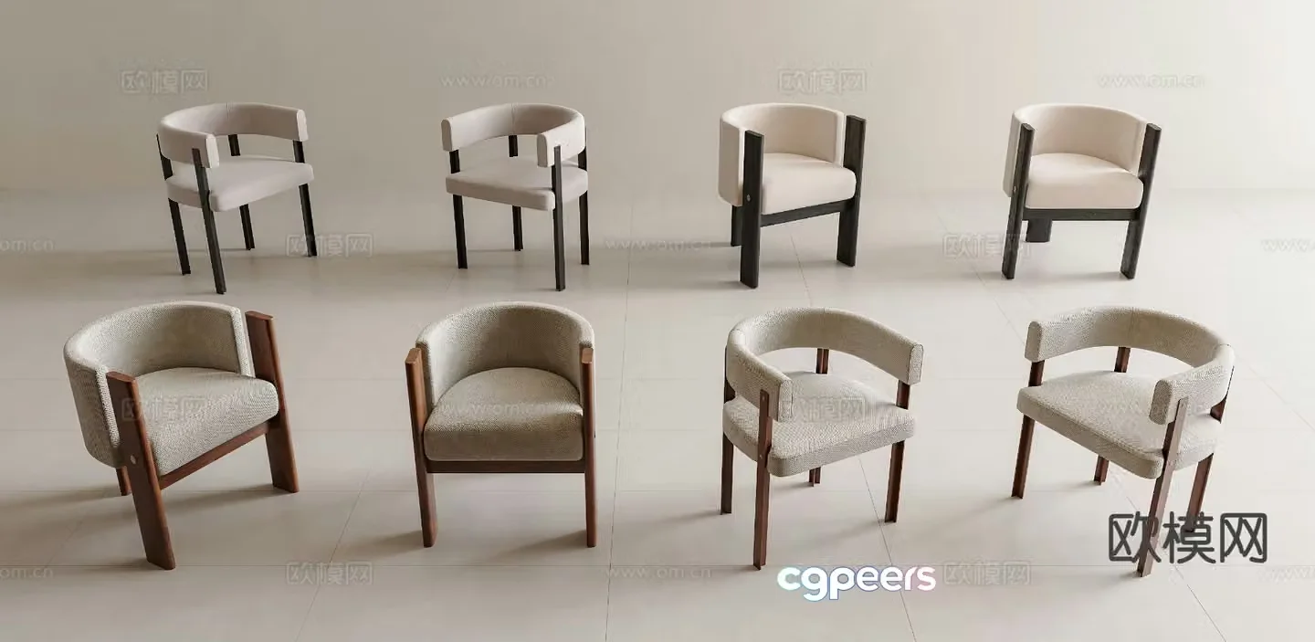 Modern leisure chair chair dining chair 3d model