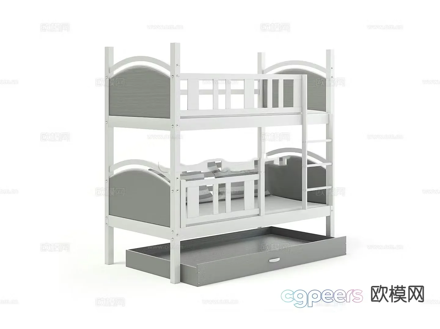 Bunk bed single bed dormitory bed 3d model
