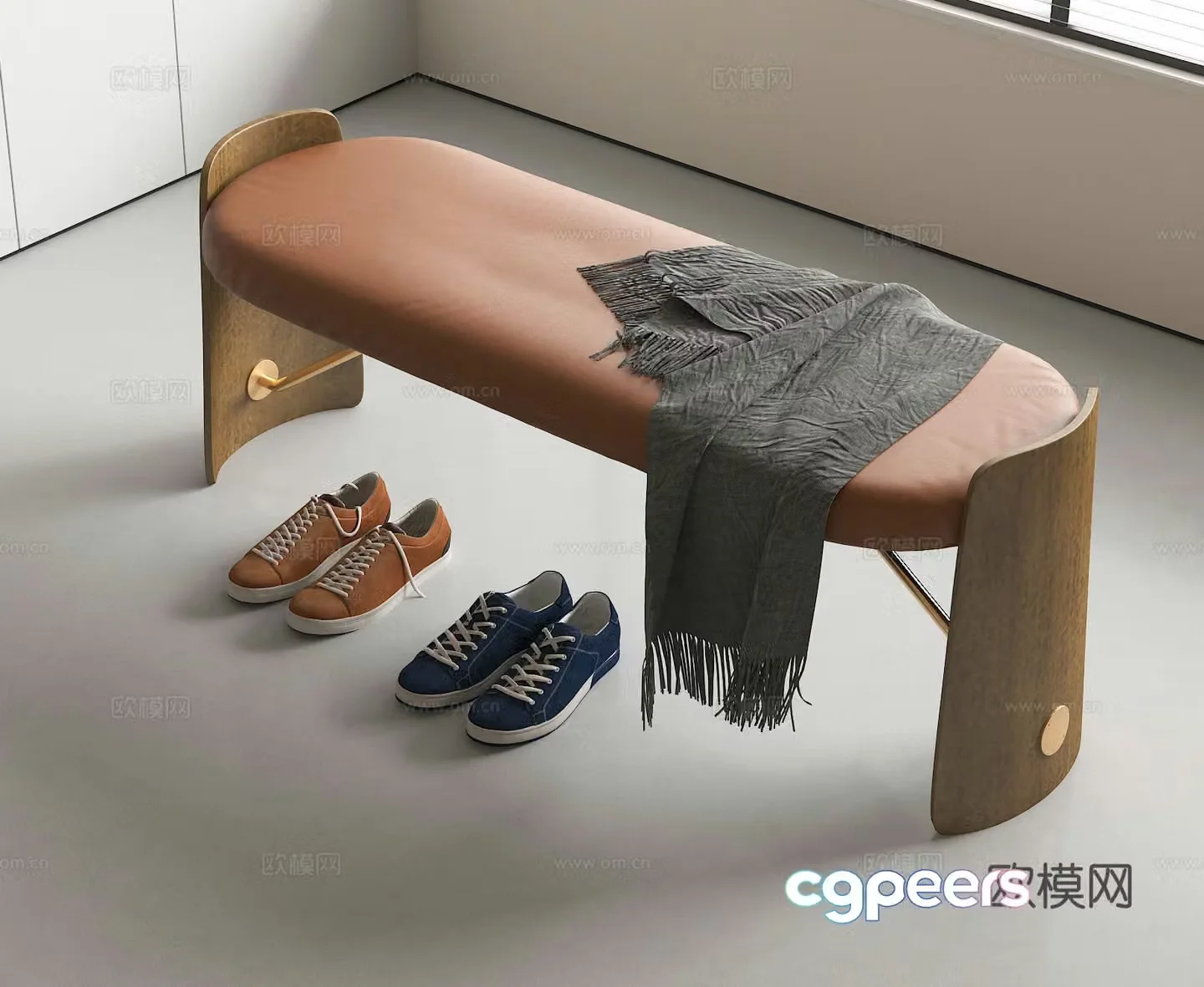 Stool low stool shoe change stool long sofa stool 3d model