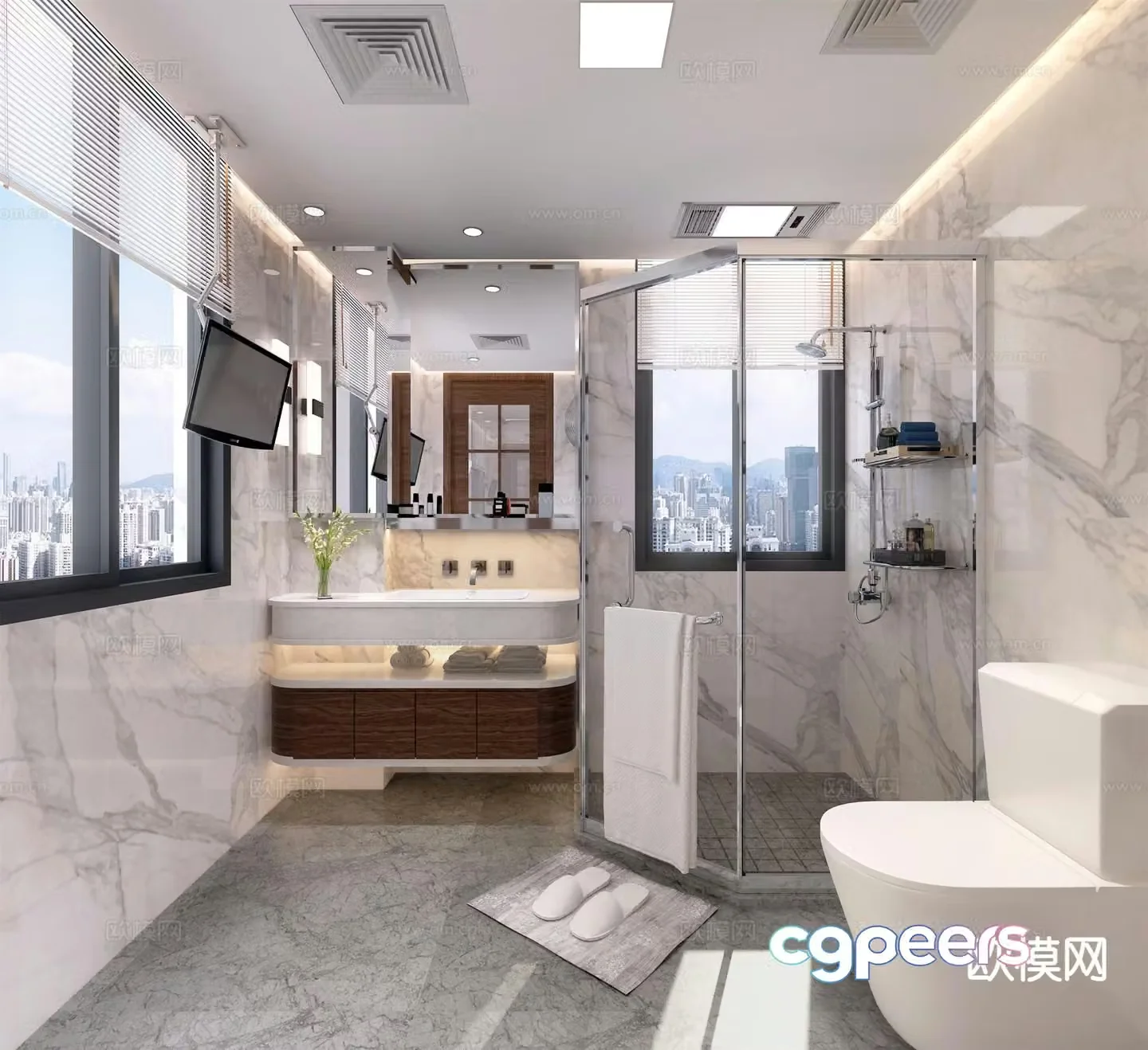 New Chinese style bathroom bathroom toilet 3d model