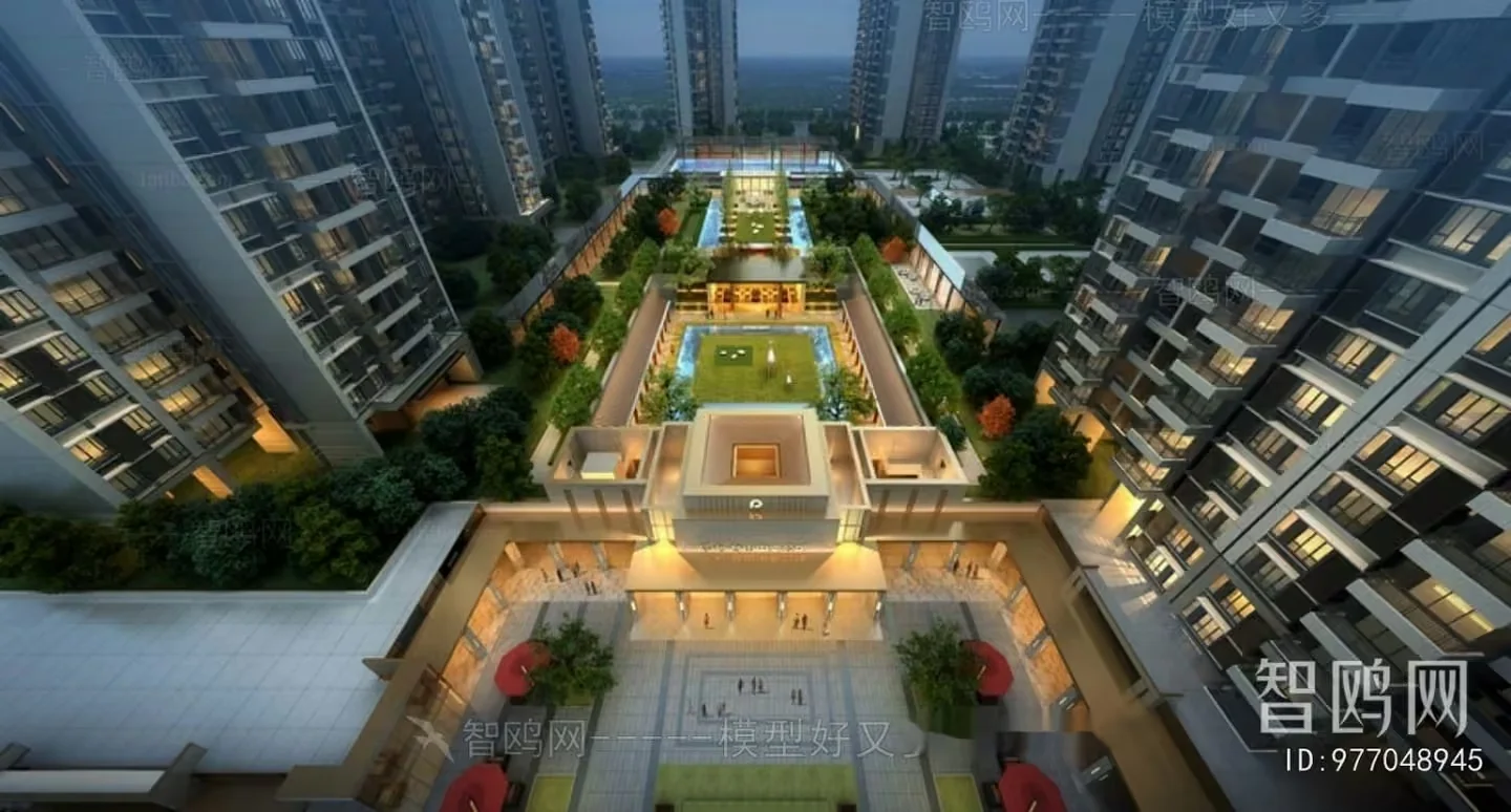 Modern Apartment Building 3D Model – 2686 – VRAY Render