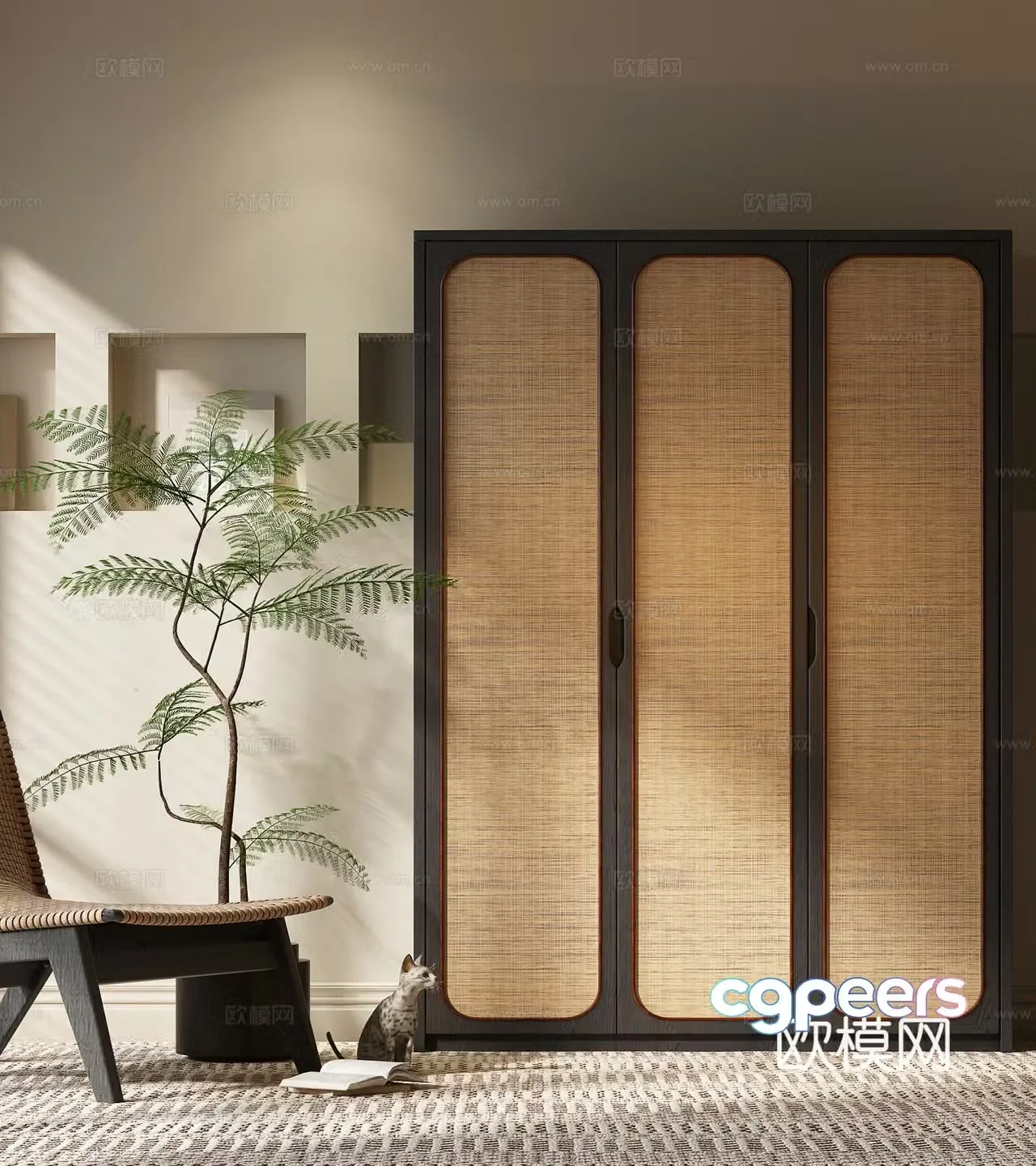 Middle -aged Fengto wardrobe 3D model