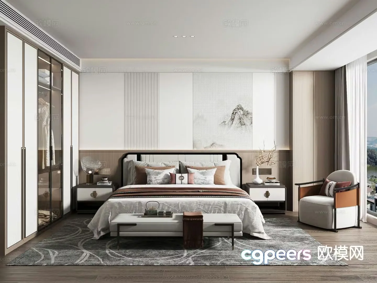 New Chinese style bedroom master bedroom 3d model