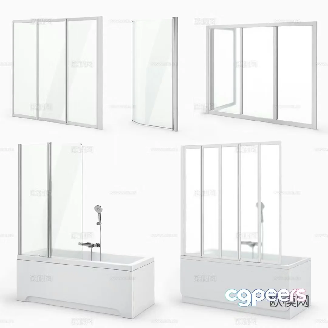Curtains and bathtub 3d model