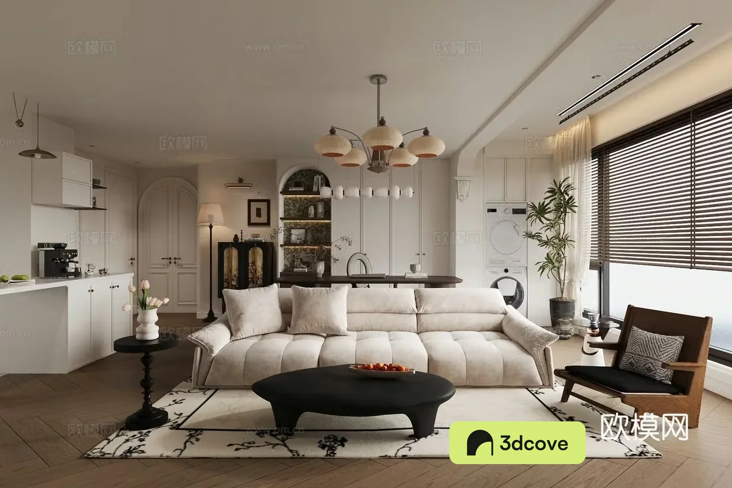 French home living room small living room sofa and coffee table combination horizontal living room