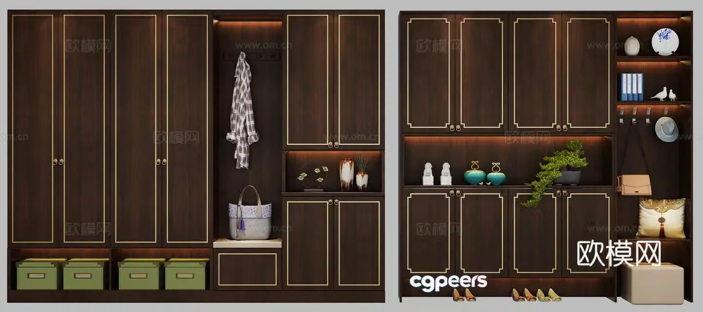 New Chinese shoe cabinet combination 3D model