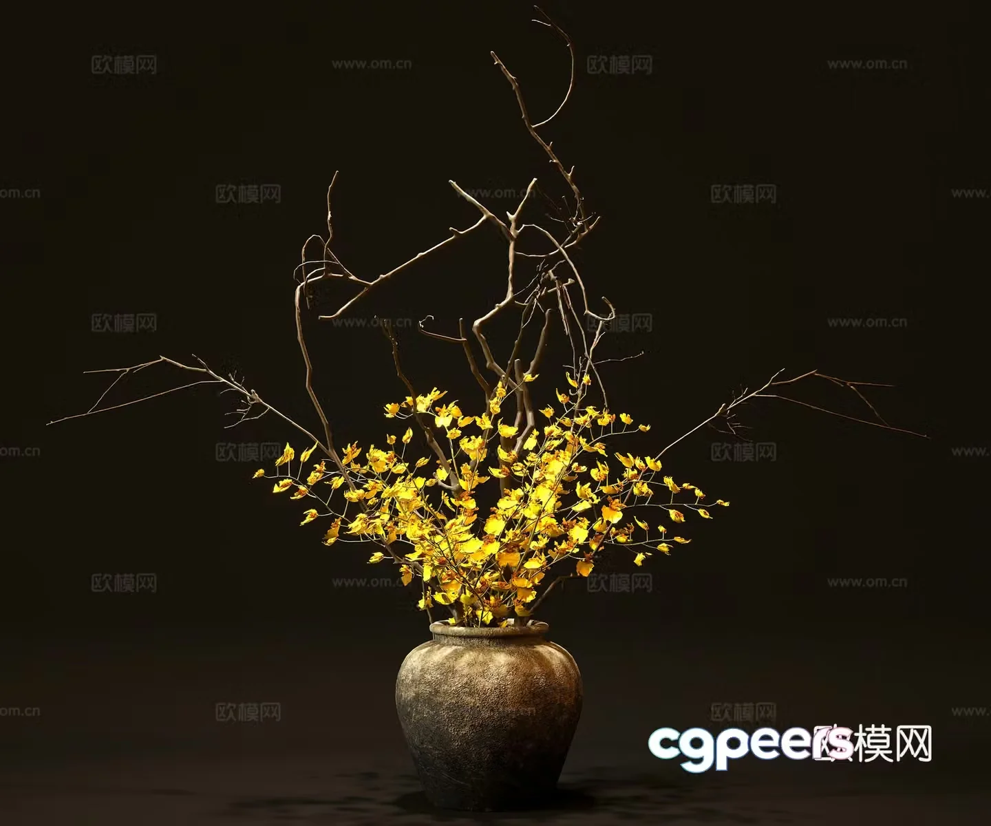 3D model of flower arrangement of vase
