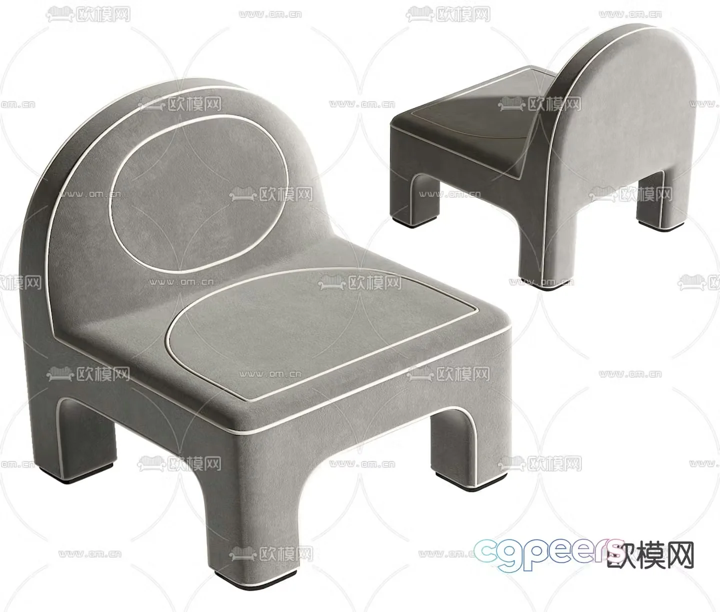 Modern children’s stool low stool fabric stool 3D model