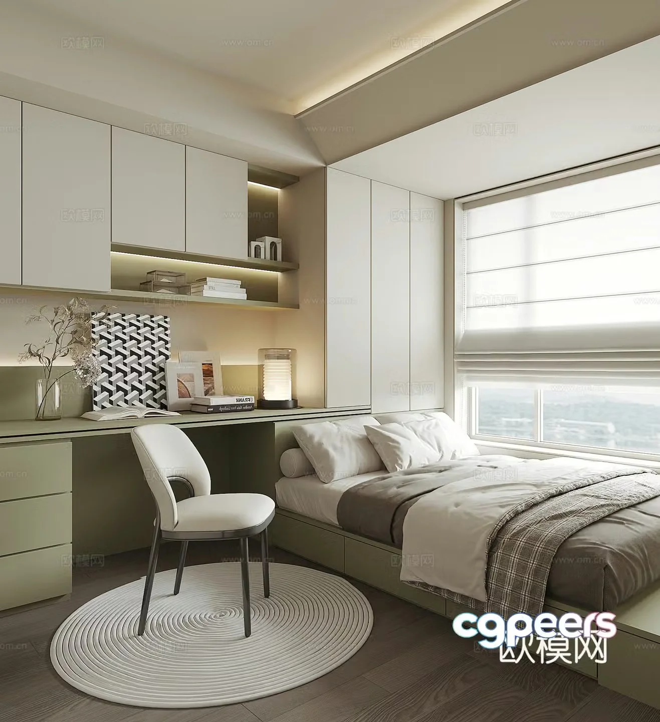 Modern tatami bedroom 3d model