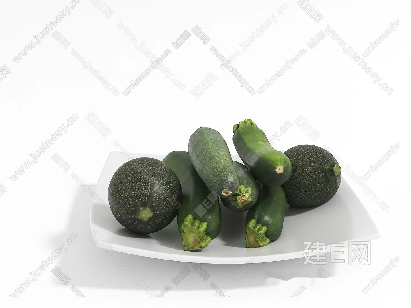 A Plate Of Green Zucchini 3D Model – 16585 – VRAY Render
